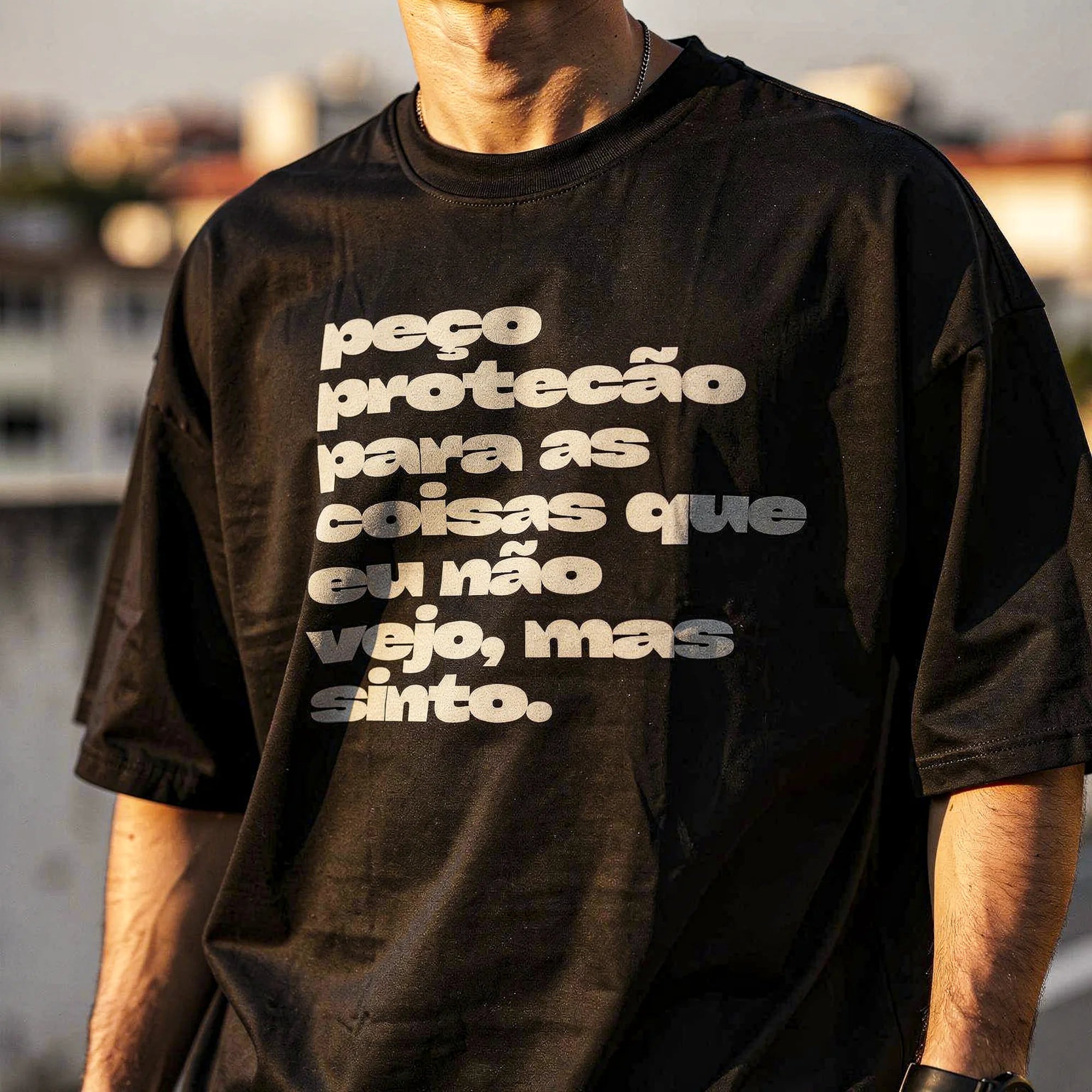 Camiseta Oversized pecoprotecao Masculina Preto