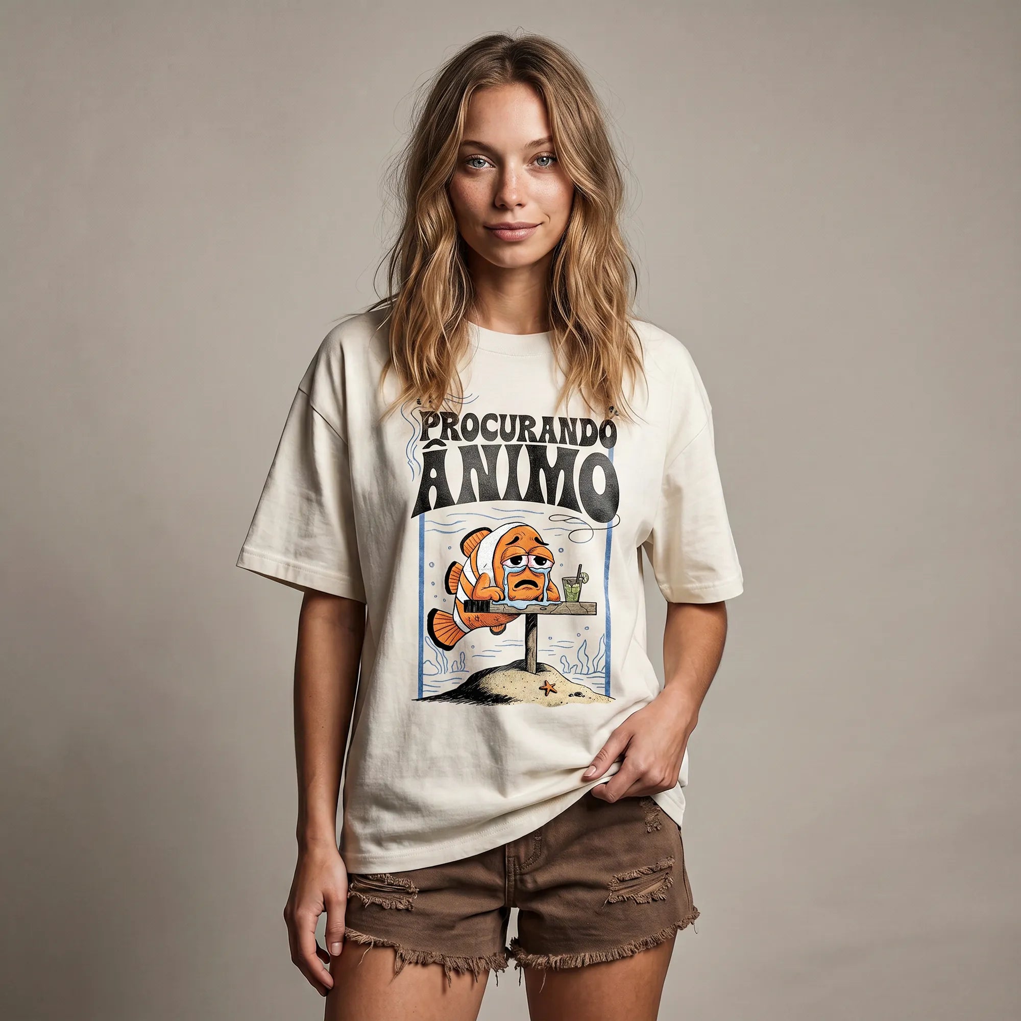 Camiseta Oversized Procurando Animo Feminina Off-White 02