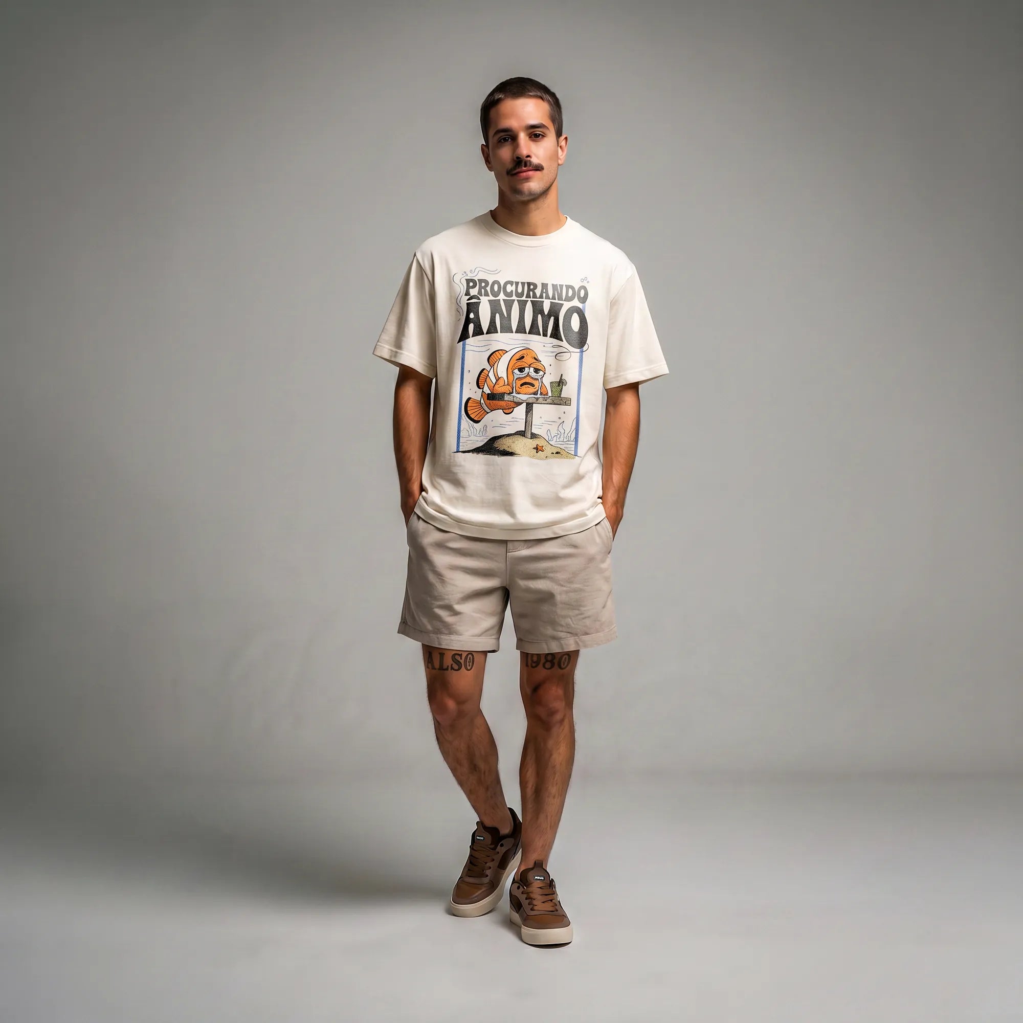Camiseta Oversized Procurando Animo Masculina Off-White 01