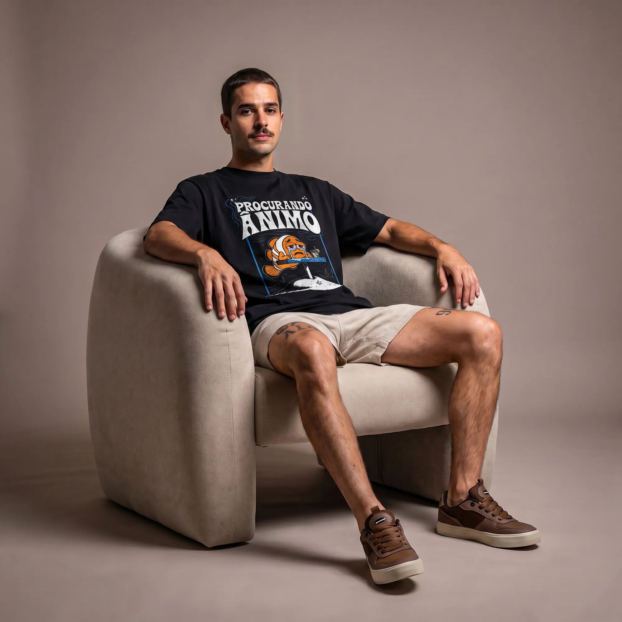 Camiseta Oversized Procurando Animo Masculina Preto 03
