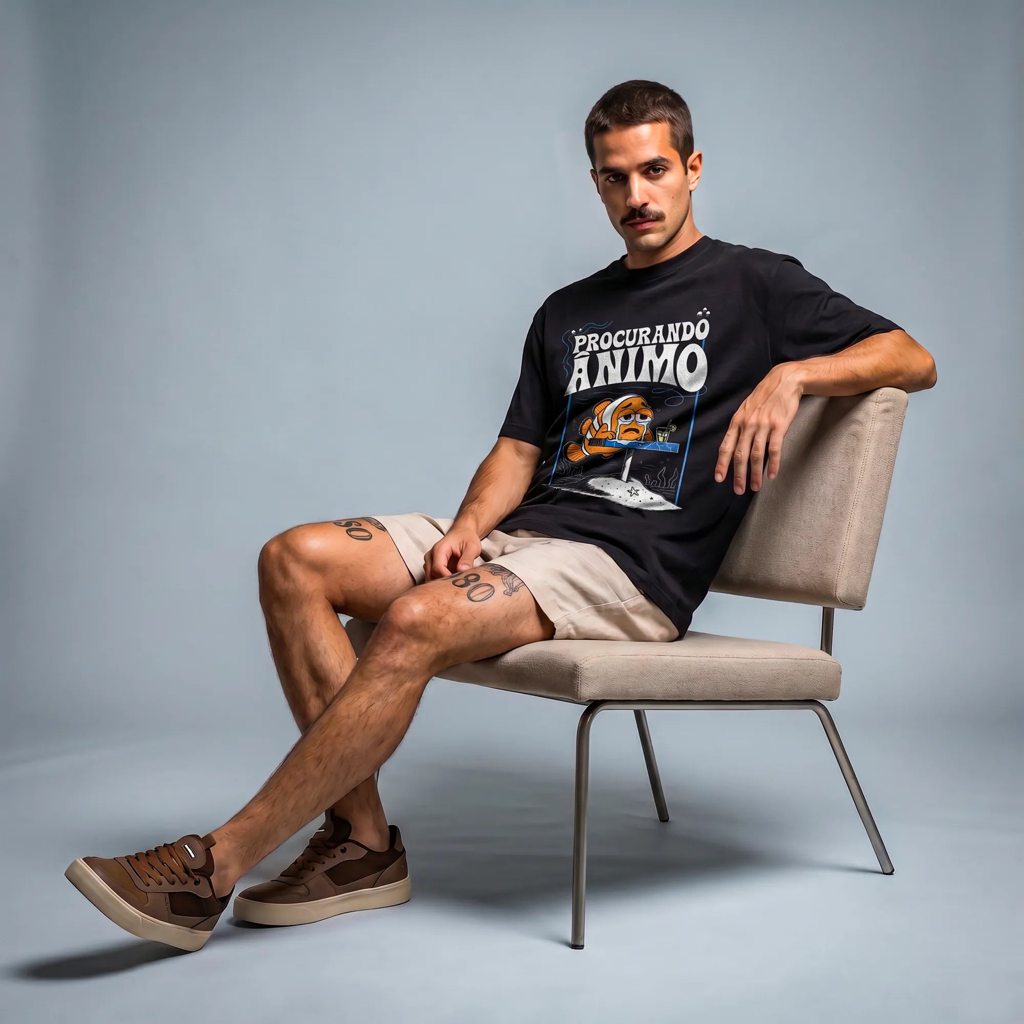 Camiseta Oversized Procurando Animo Masculina Preto 06