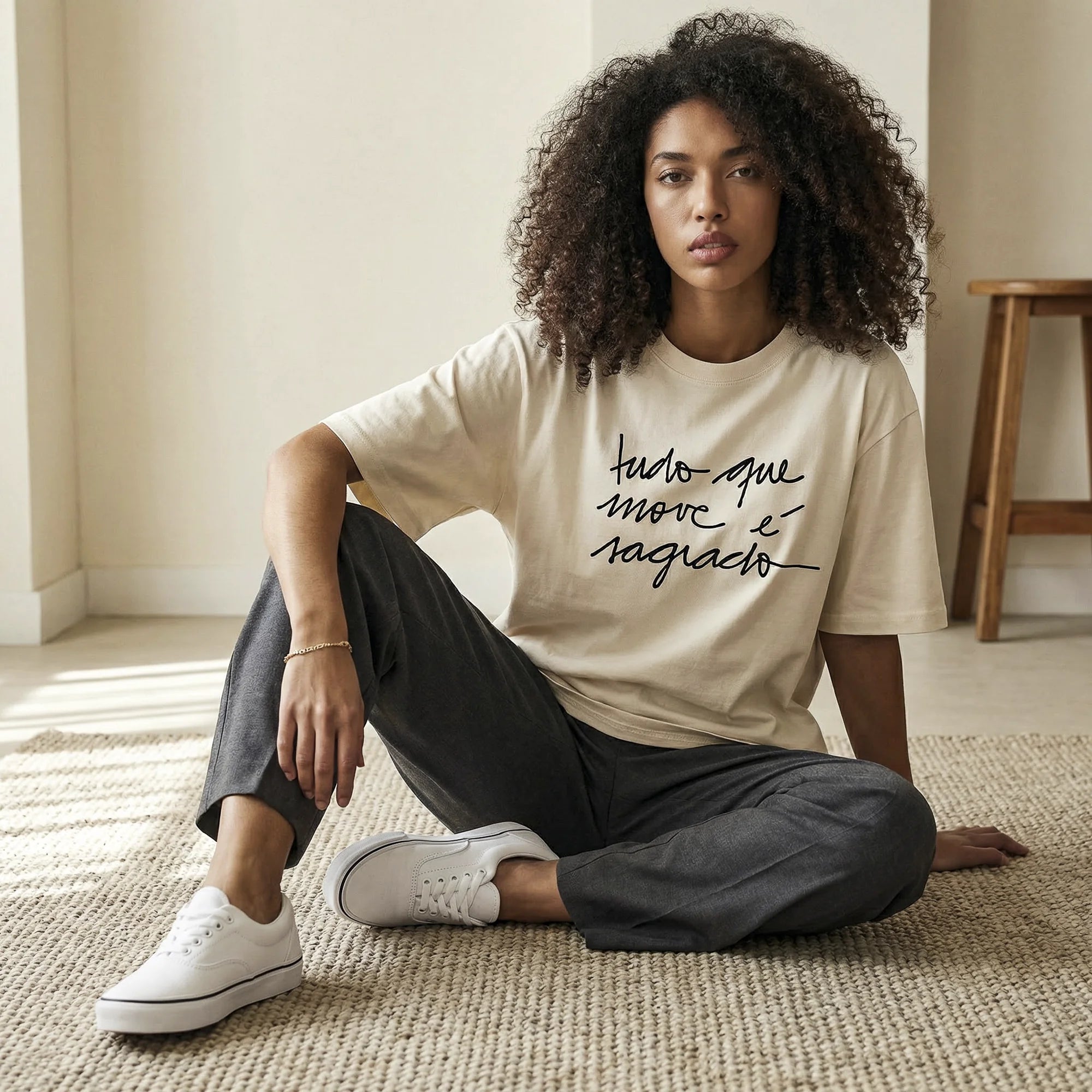 Camiseta Oversized tudomove Feminina Off-White