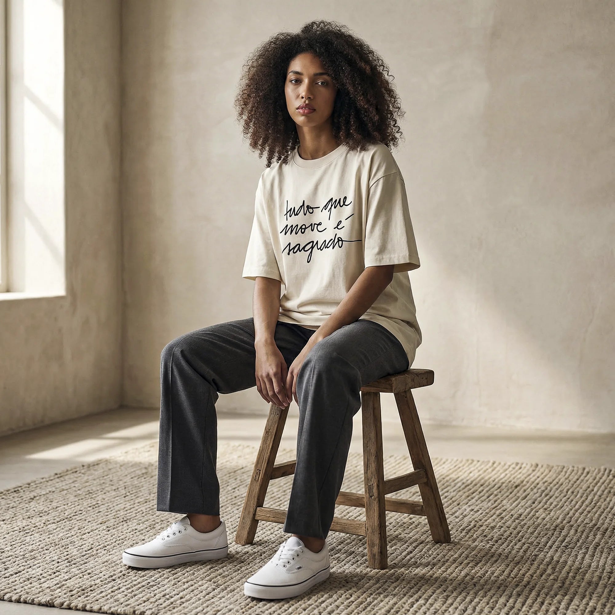 Camiseta Oversized tudomove Feminina Off-White