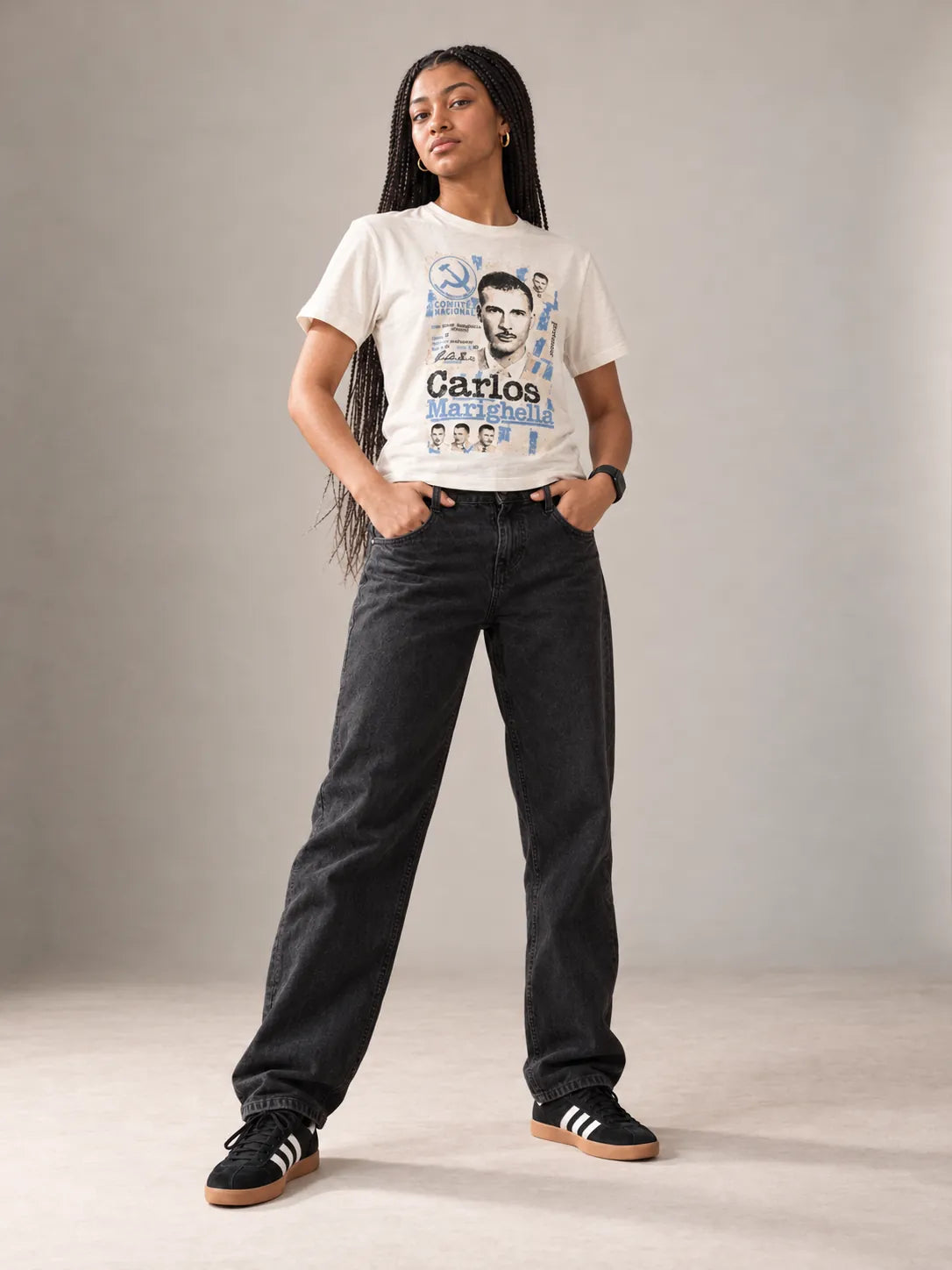 Camiseta Básica Carlos Marighella Feminina Off-White