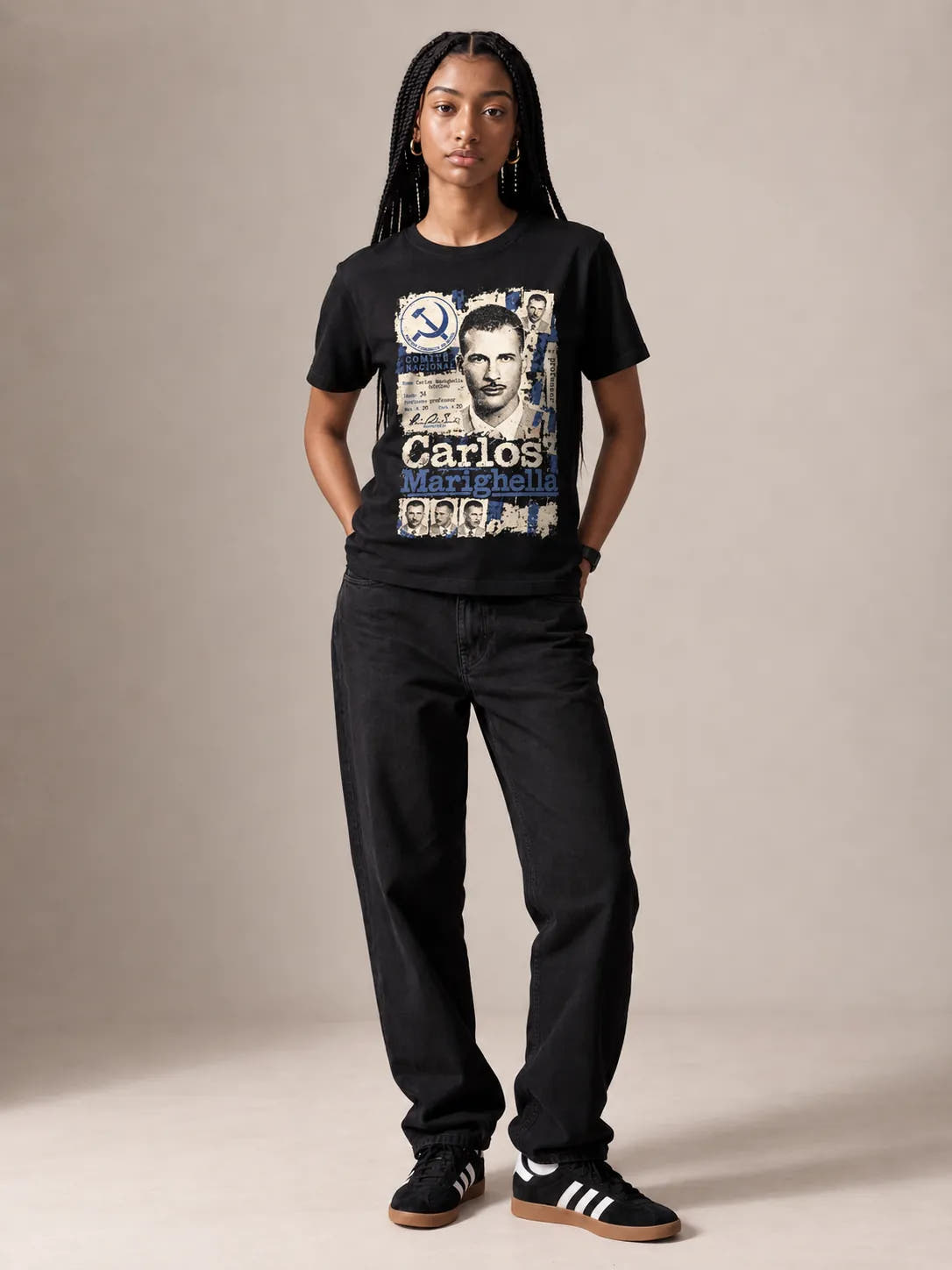 Camiseta Básica Carlos Marighella Feminina Preto