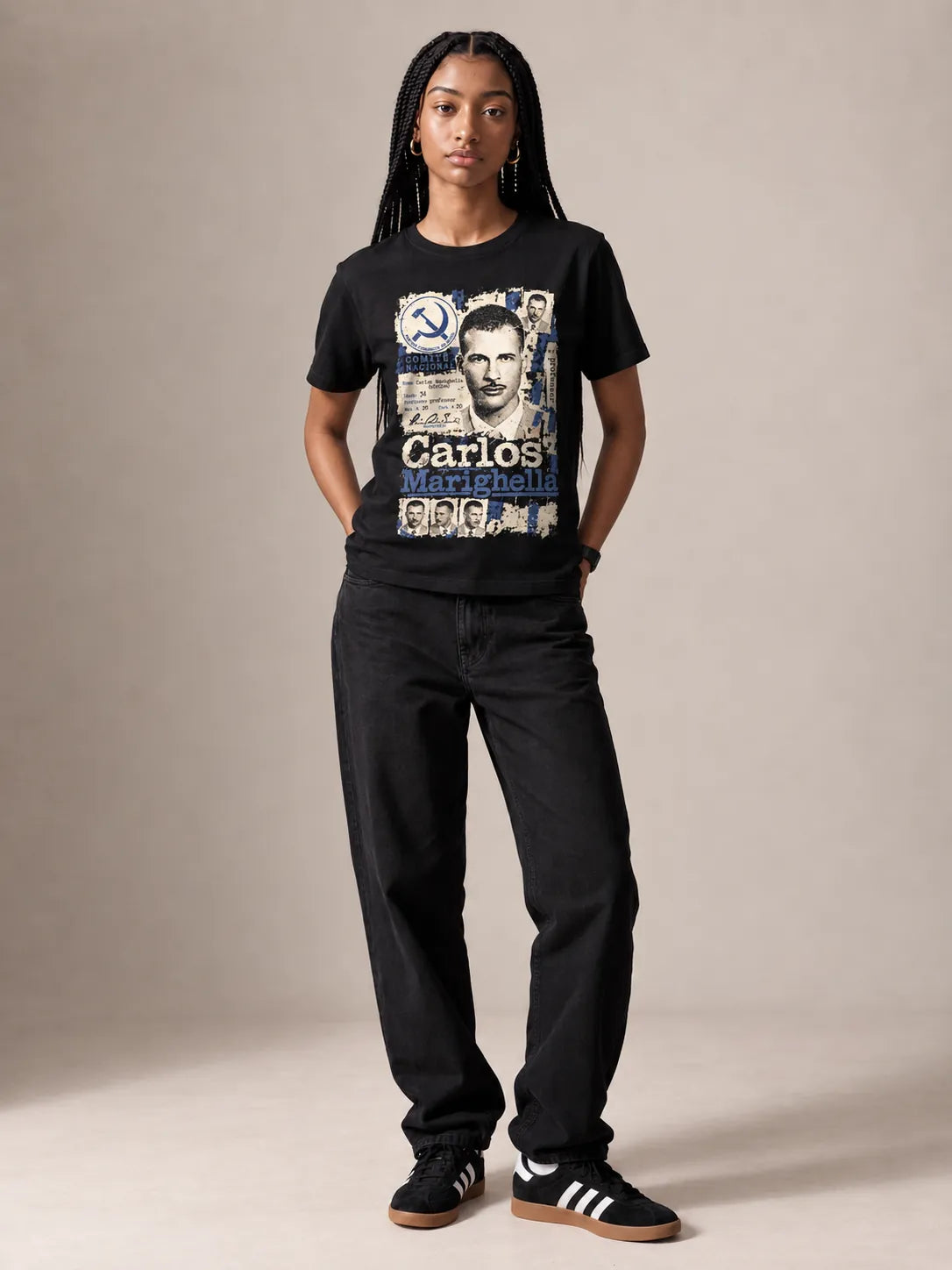 Camiseta Básica Carlos Marighella Feminina Preto