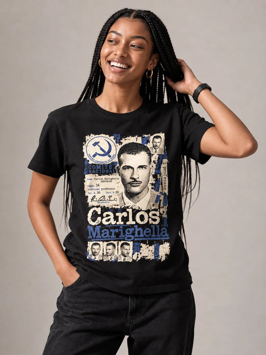 Camiseta Básica Carlos Marighella Feminina Preto