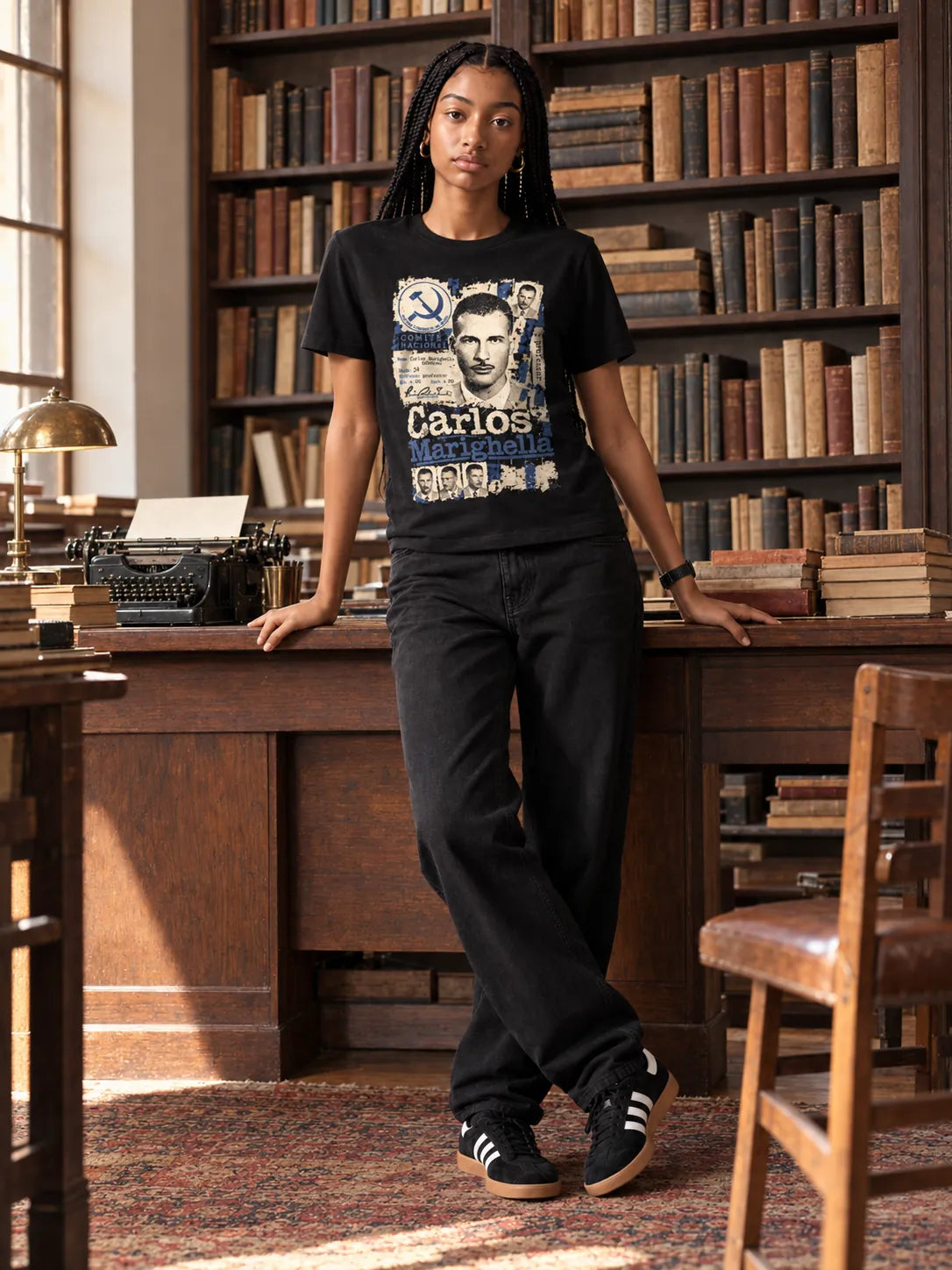 Camiseta Básica Carlos Marighella Feminina Preto