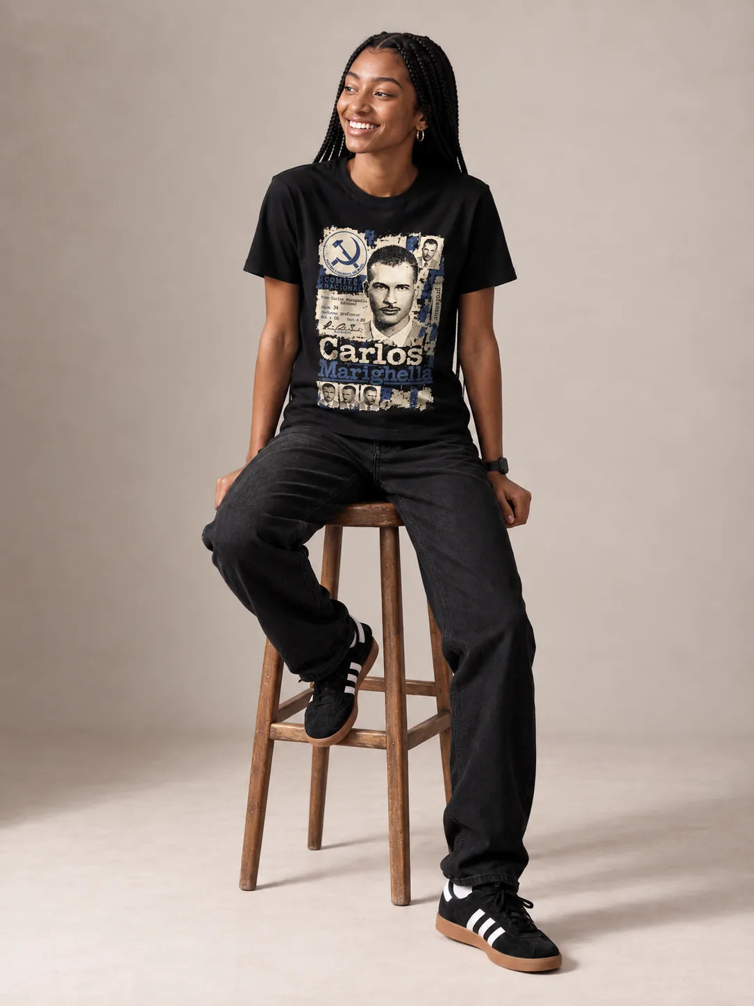 Camiseta Básica Carlos Marighella Feminina Preto