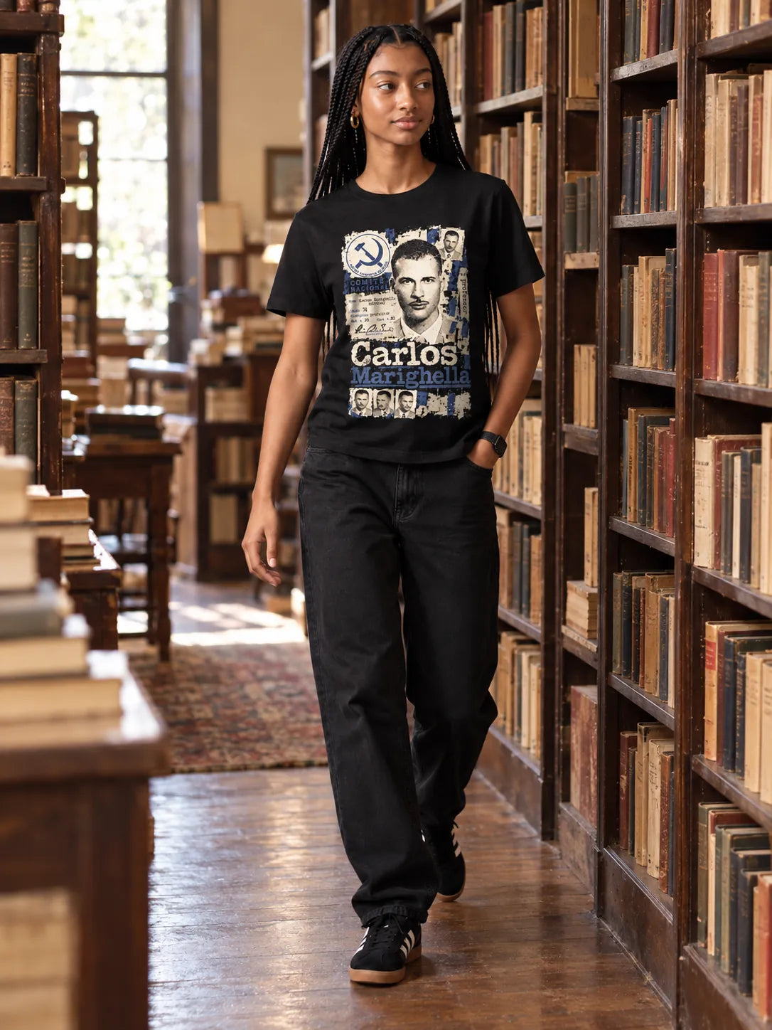 Camiseta Básica Carlos Marighella Feminina Preto