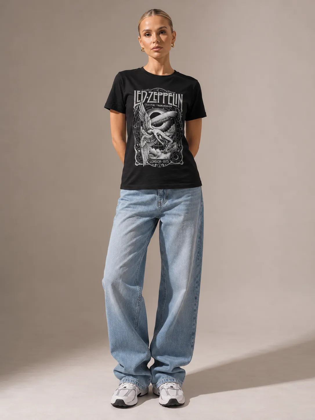 Camiseta Básica Led Zeppelin Feminina Preto
