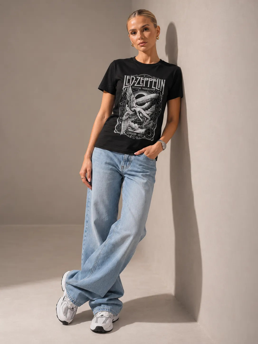 Camiseta Básica Led Zeppelin Feminina Preto