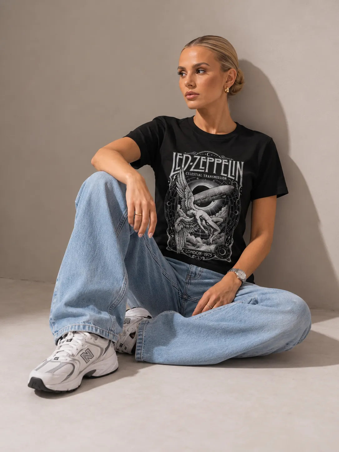 Camiseta Básica Led Zeppelin Feminina Preto