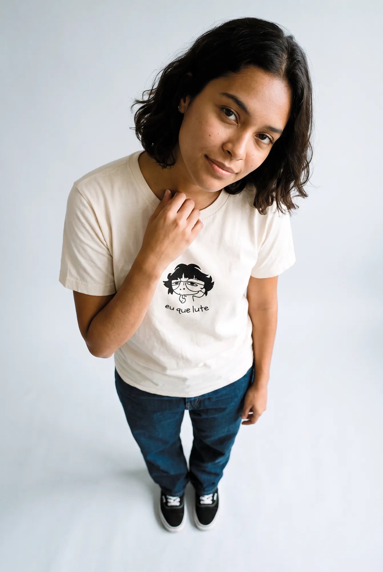 Camiseta Básica Eu Que Lute Feminina Off-White