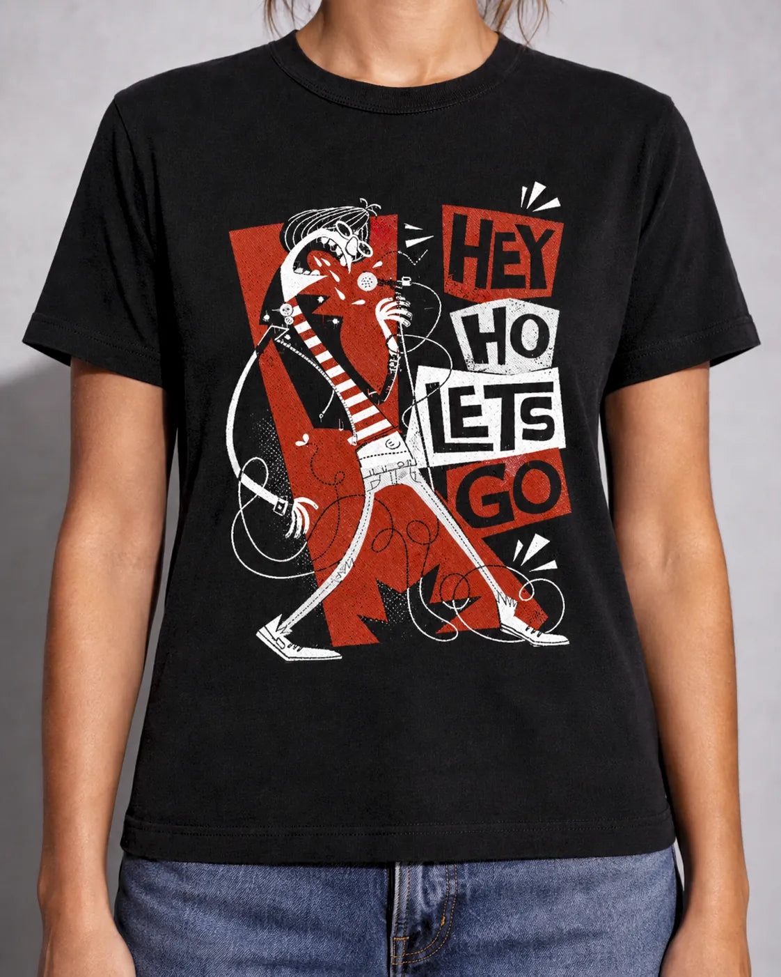 Camiseta Básica Hey Ho Let's Go Feminina Preto
