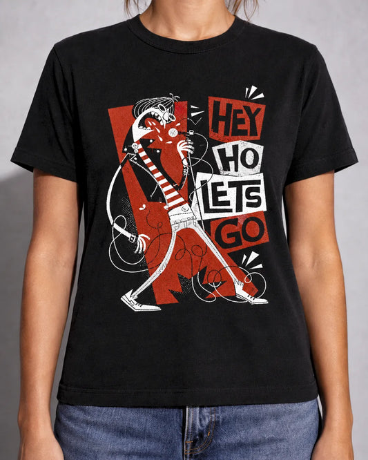 Camiseta Básica Hey Ho Let's Go Feminina Preto