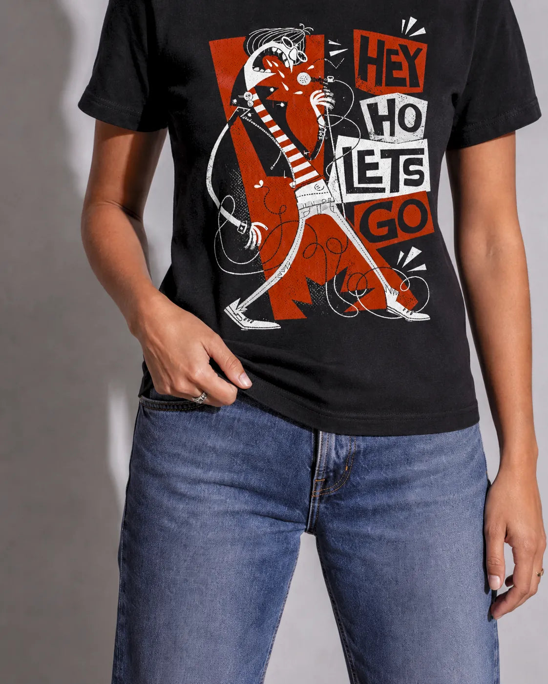 Camiseta Básica Hey Ho Let's Go Feminina Preto