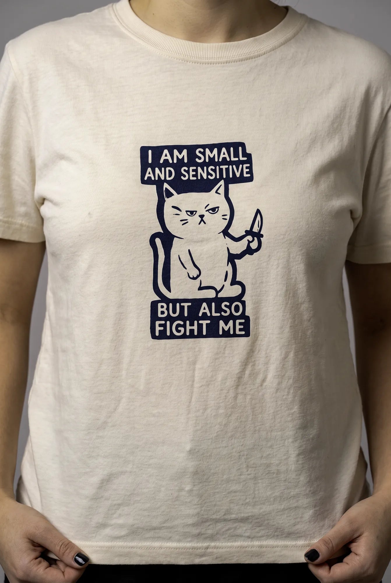 Camiseta Básica I Am Small and Sensitive Feminina Off-White