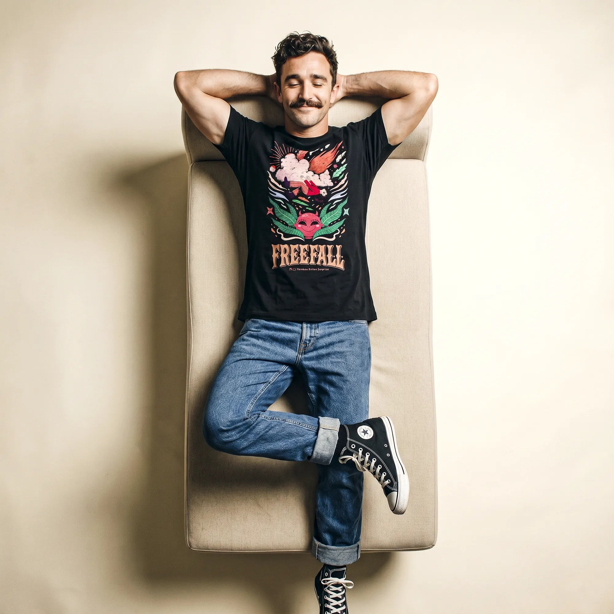 Camiseta Básica It's Called Freefall — Rainbow Kitten Surprise Masculina Preto