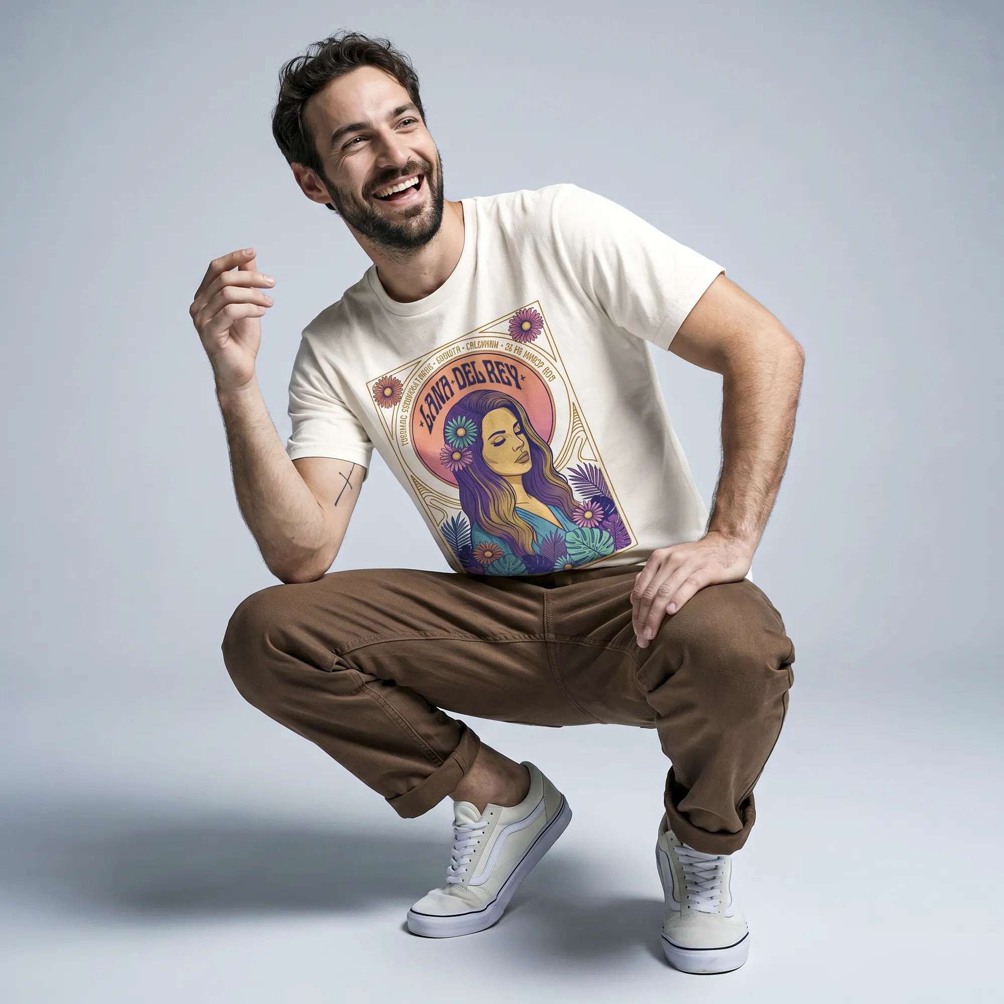 Camiseta Básica Lana Del Rey Masculina Off-White