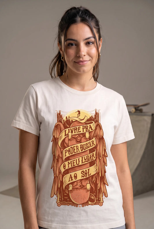 Camiseta Básica Lugar ao Sol Feminina Off-White