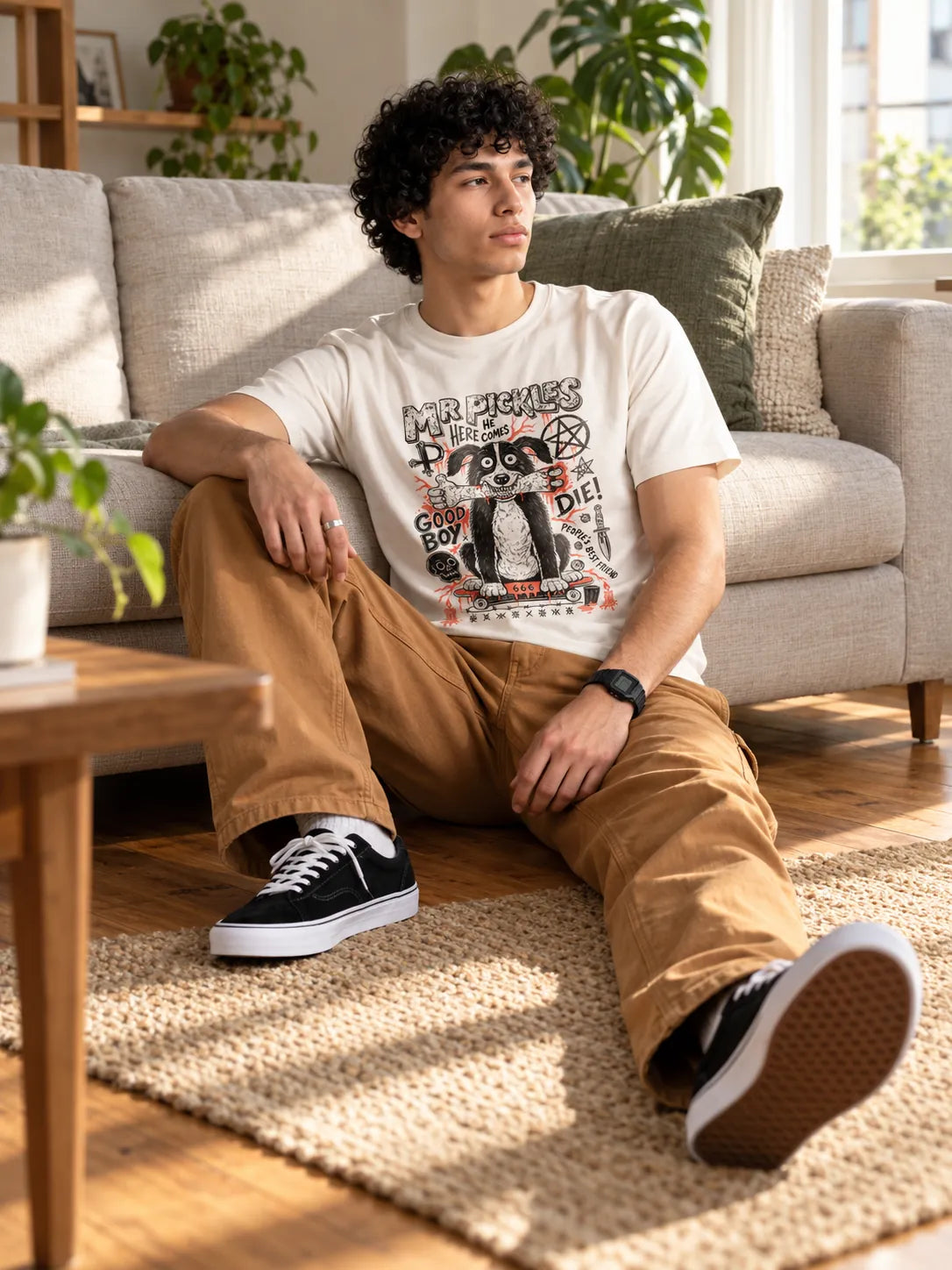 Camiseta Básica Mr. Pickles Masculina Off-White