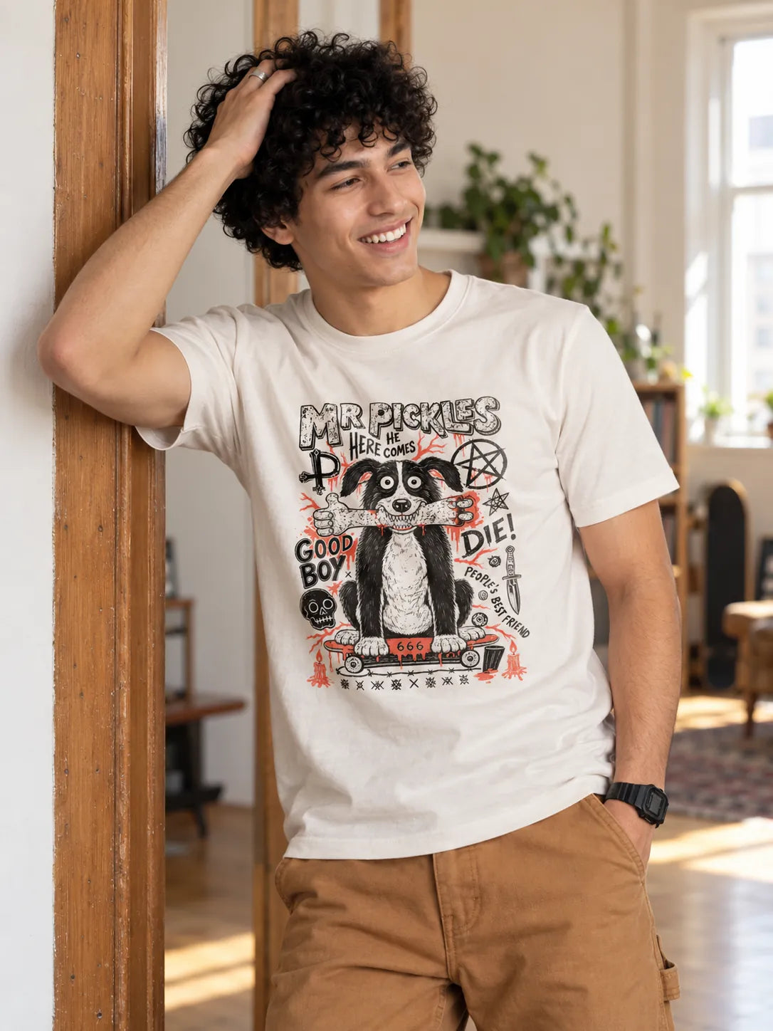 Camiseta Básica Mr. Pickles Masculina Off-White