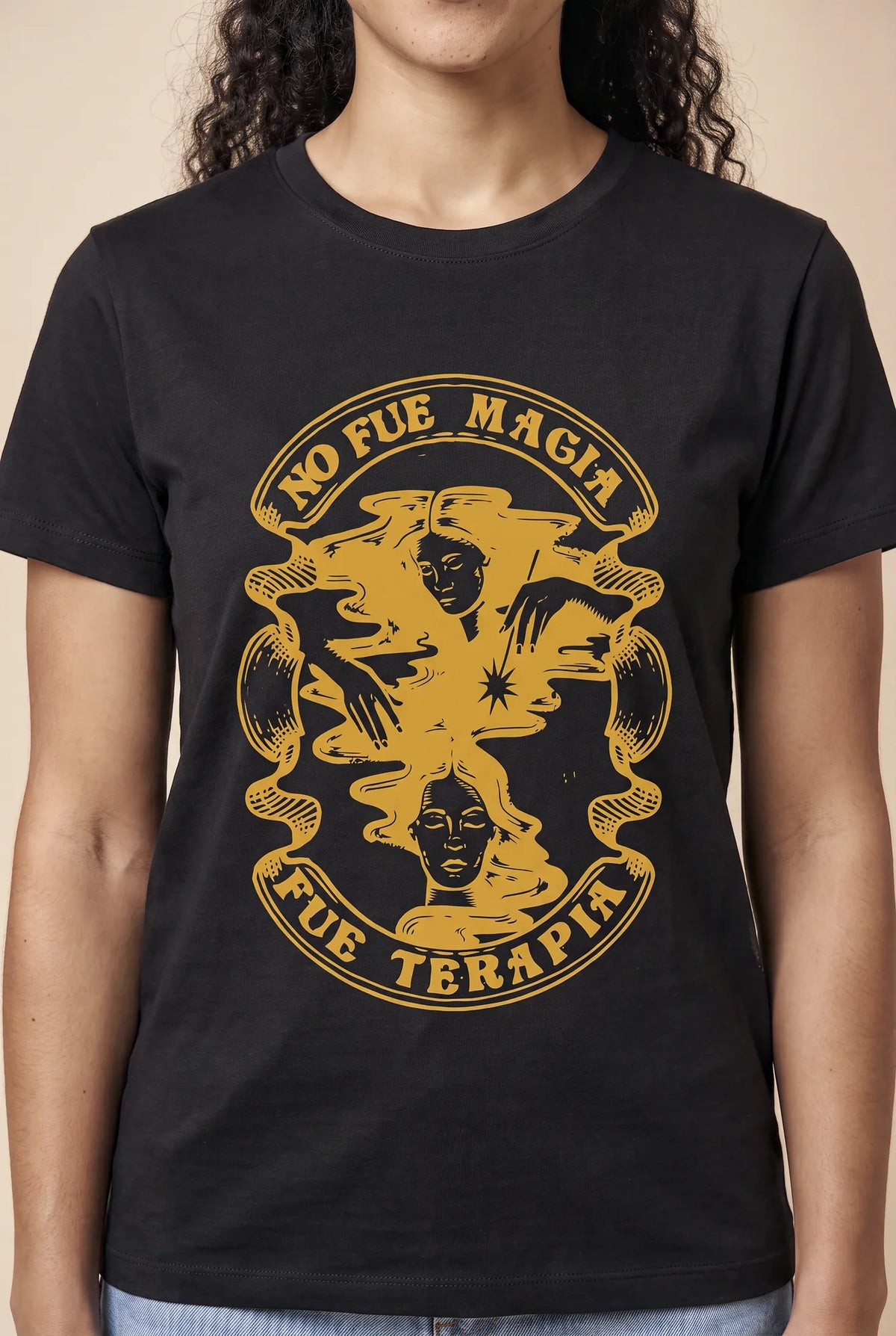 Camiseta Básica No Fue Magia, Fue Terapia Feminina Preto