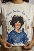 Camiseta Básica O Silêncio Também Diz Muito Feminina Off-White