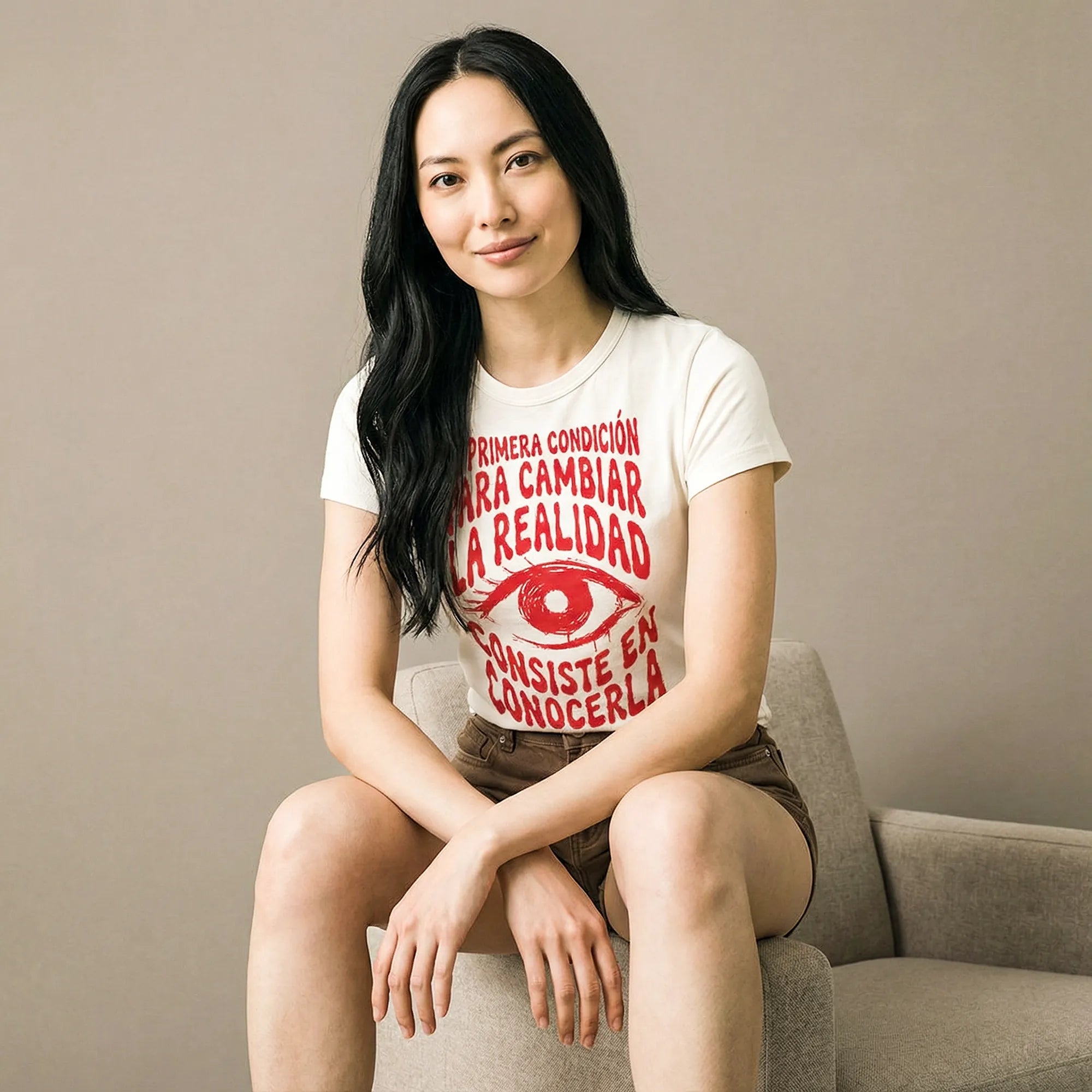 Camiseta Básica Para Cambiar la Realidad Feminina Off-White