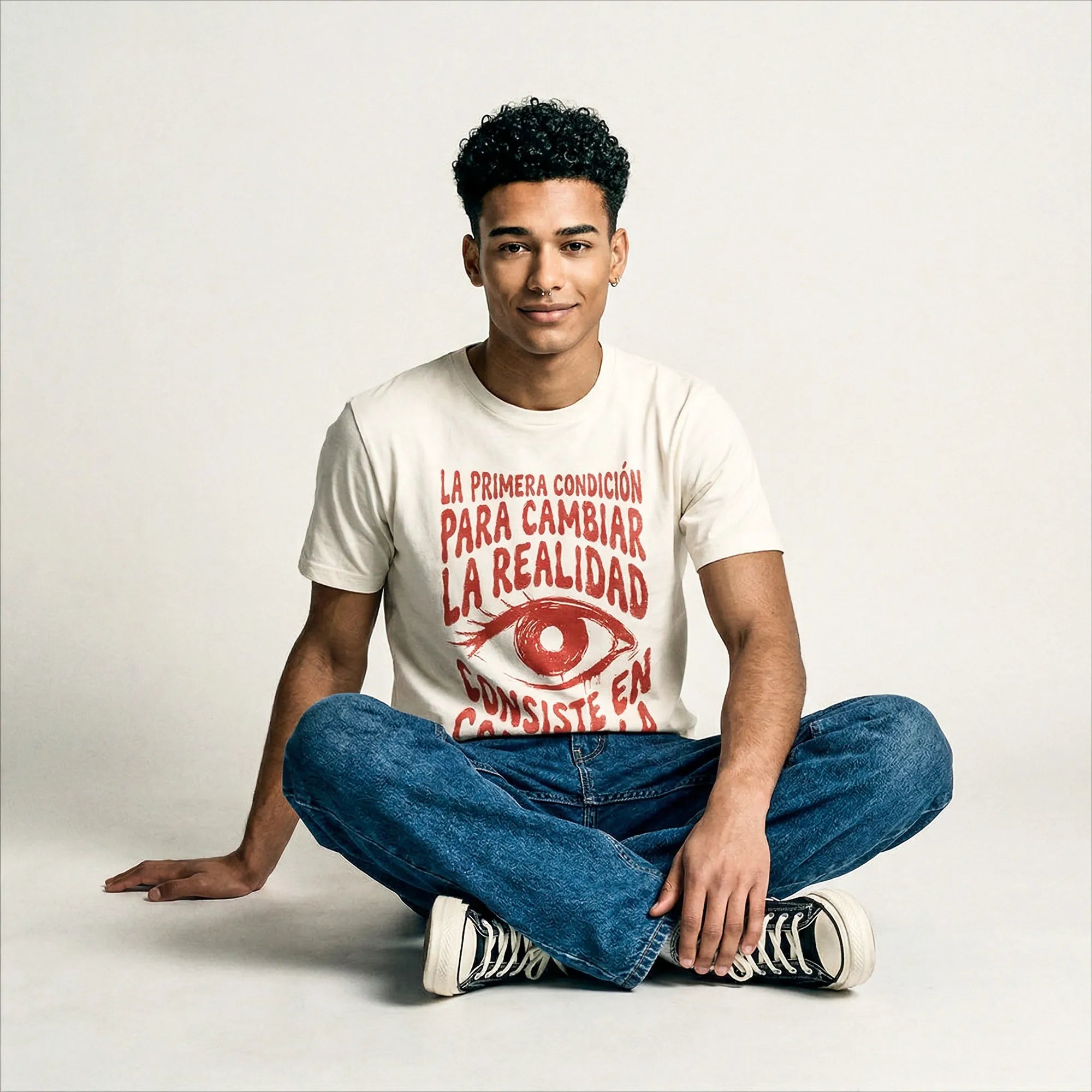 Camiseta Básica Para Cambiar la Realidad Masculina Off-White