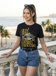 Camiseta Básica Quem Domina a Percepção, Controla o Resultado Feminina Preto