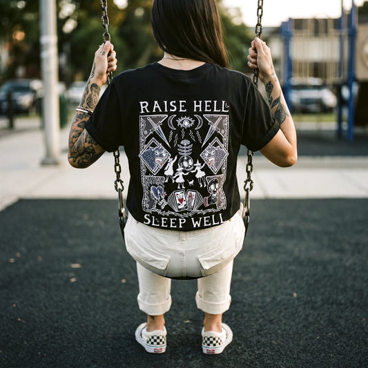 Camiseta Básica Raise Hell Sleep Well Feminina Preto
