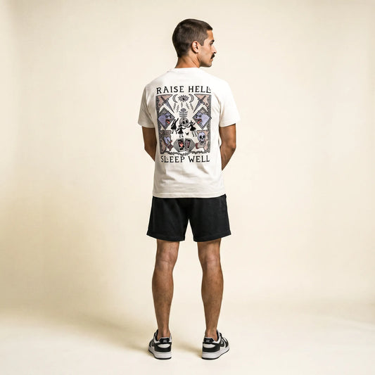 Camiseta Básica Raise Hell Sleep Well Masculina Off-White