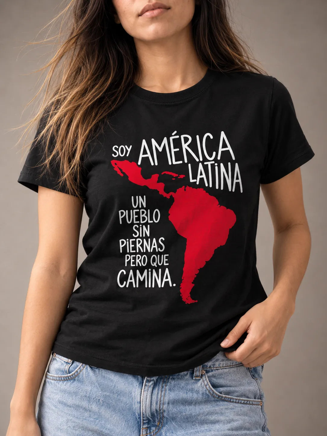 Camiseta Básica Soy América Latina Feminina Preto