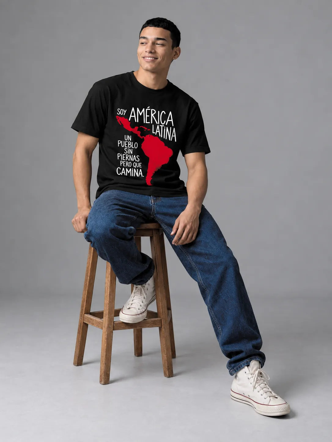 Camiseta Básica Soy América Latina Masculina Preto