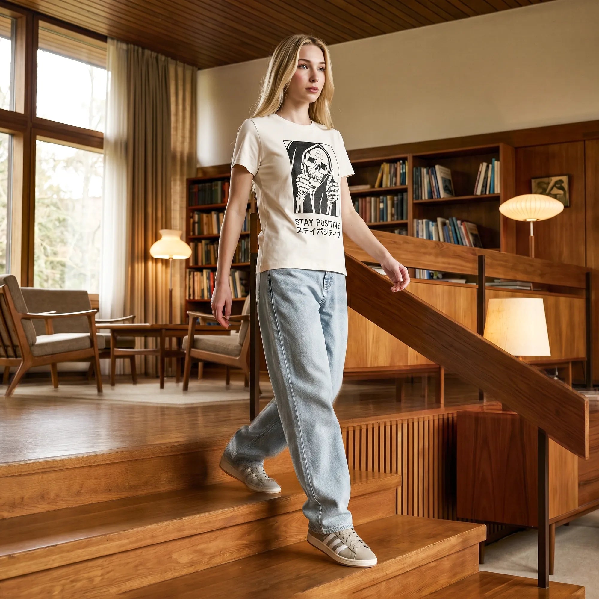 Camiseta Básica Stay Positive Feminina Off-White
