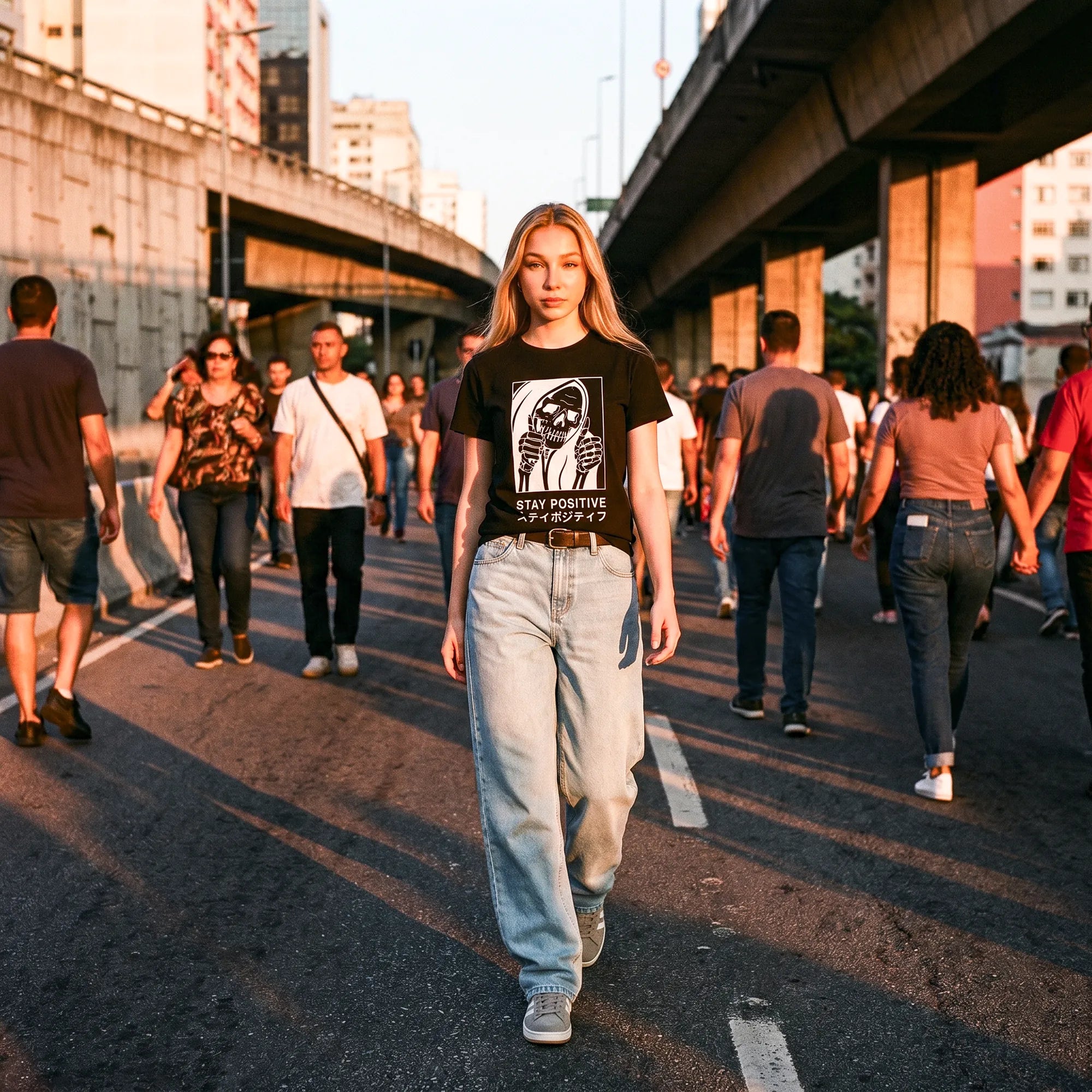 Camiseta Básica Stay Positive Feminina Preto