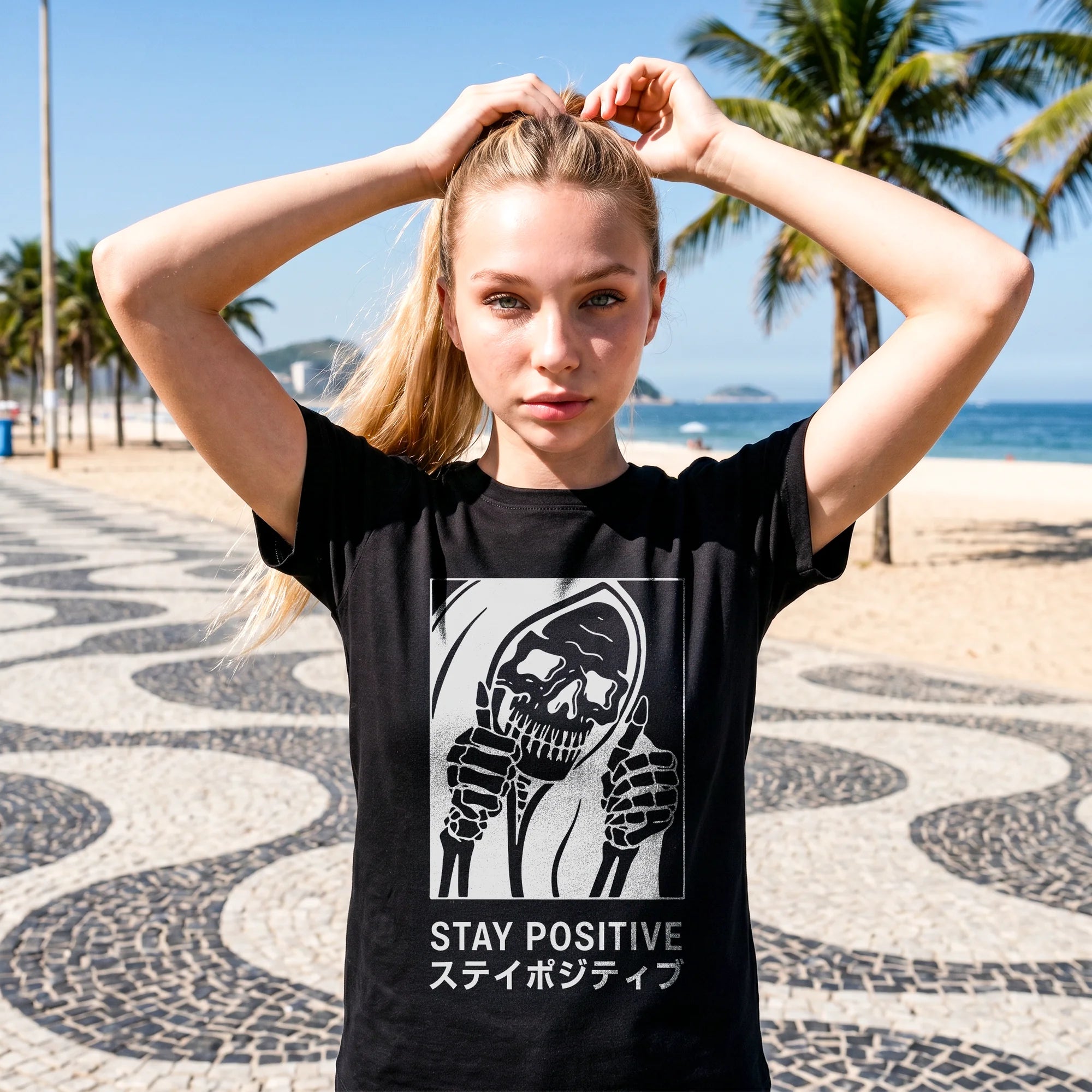 Camiseta Básica Stay Positive - Feminina - Preto - 09