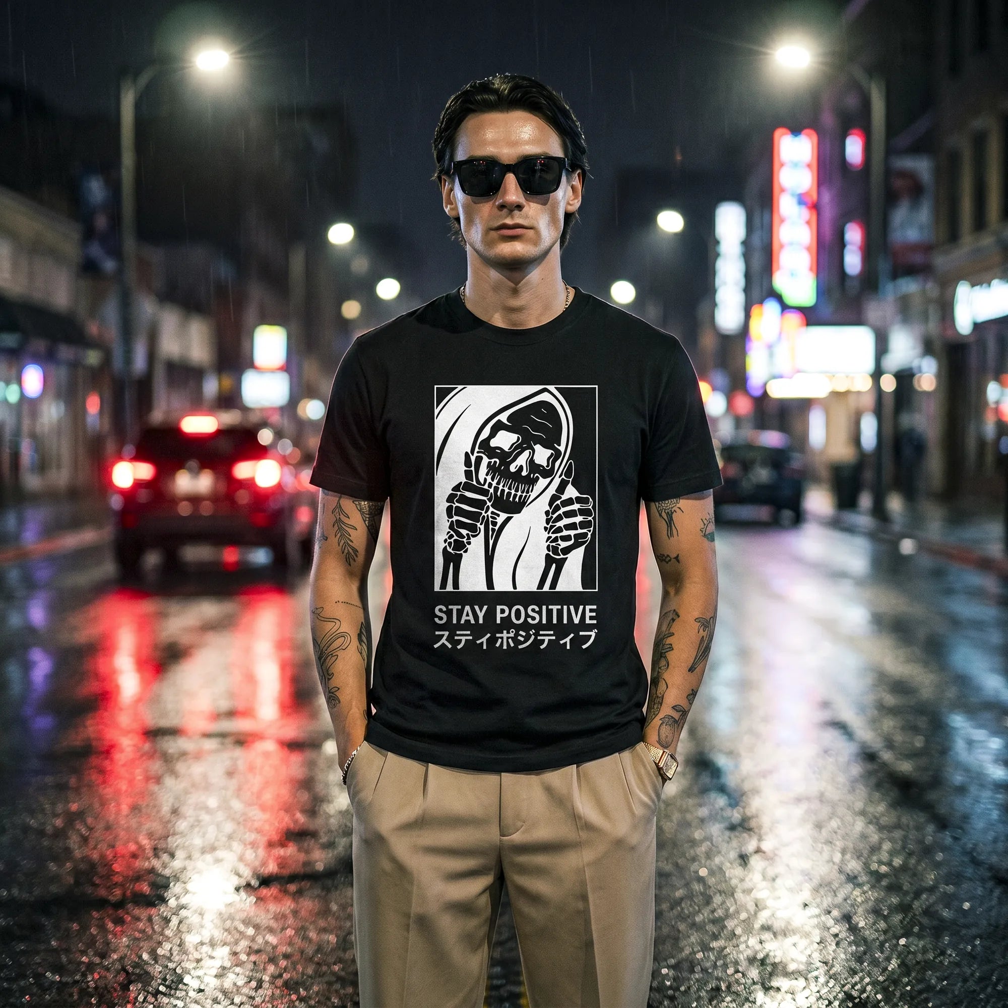 Camiseta Básica Stay Positive Masculina Preto