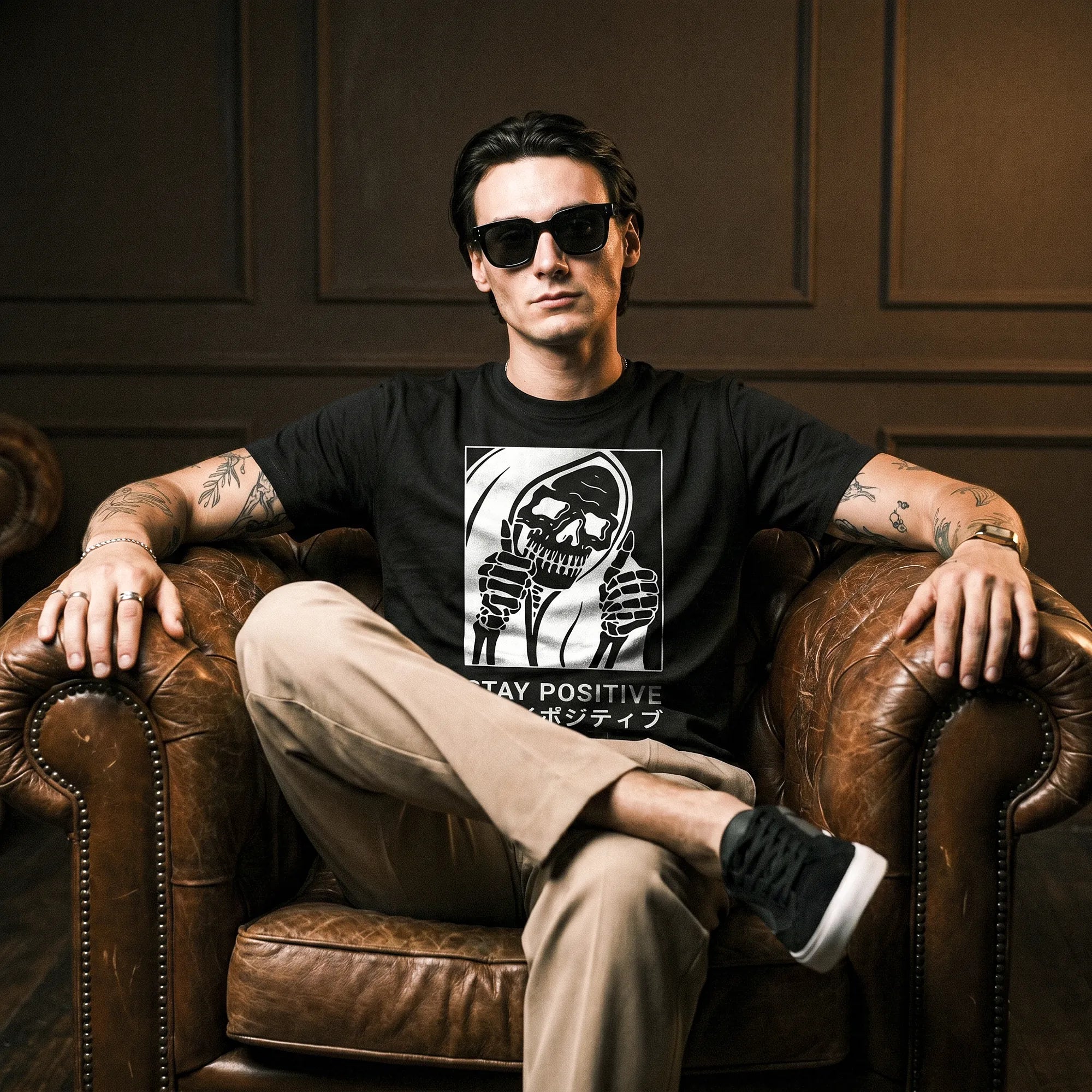 Camiseta Básica Stay Positive Masculina Preto