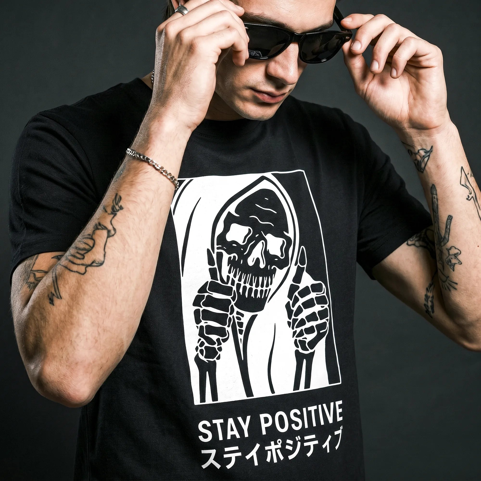 Camiseta Básica Stay Positive Masculina Preto