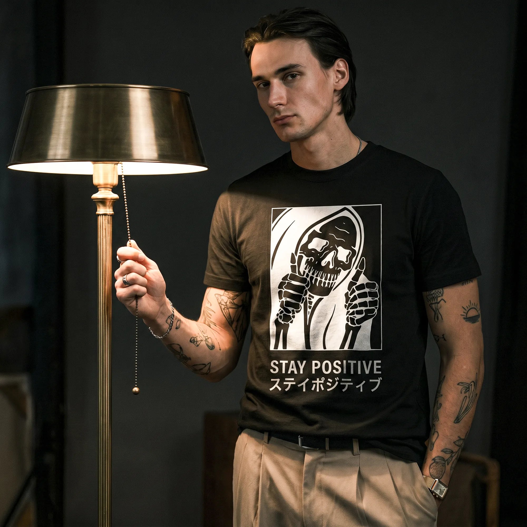 Camiseta Básica Stay Positive Masculina Preto