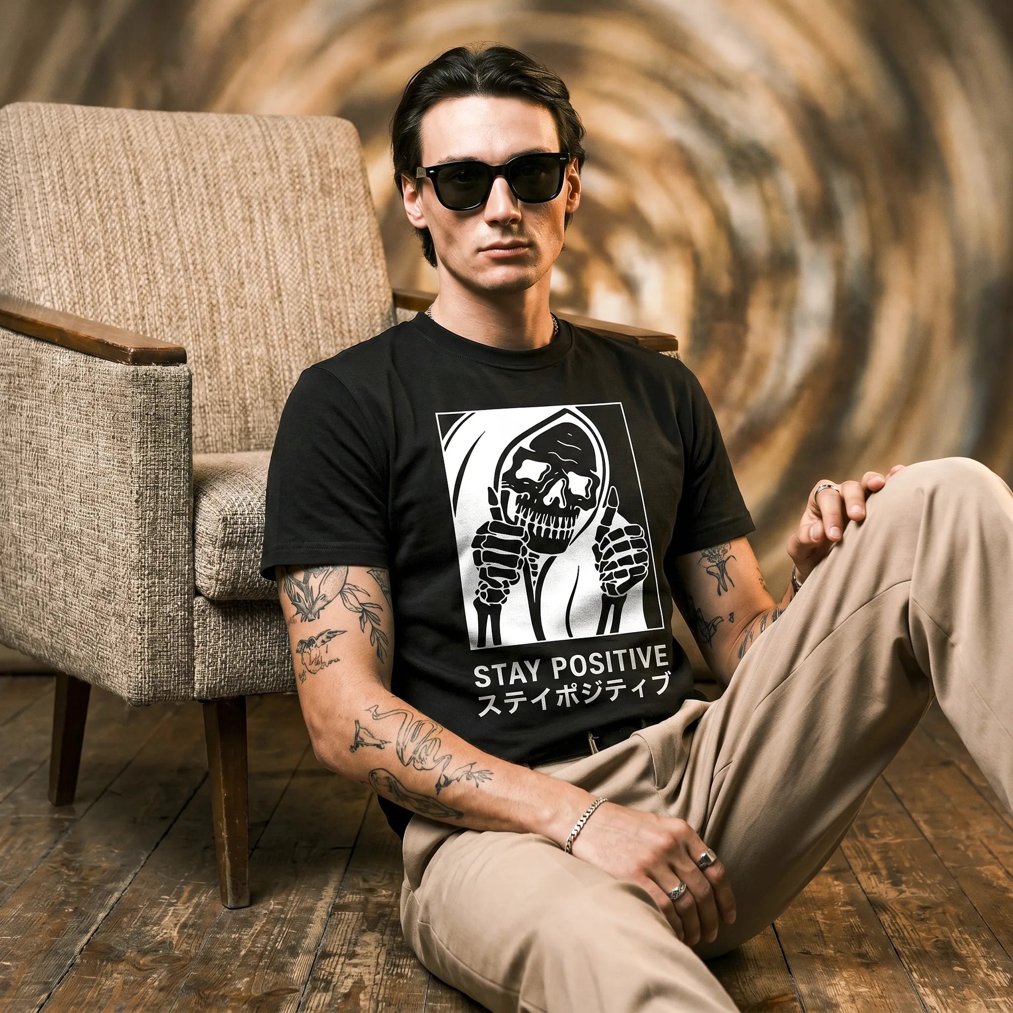 Camiseta Básica Stay Positive Masculina Preto