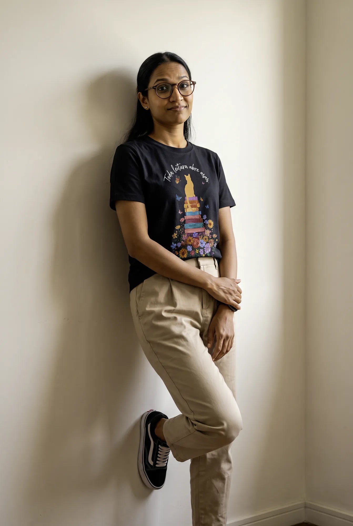 Camiseta Básica Toda Leitura Abre Asas Feminina Preto