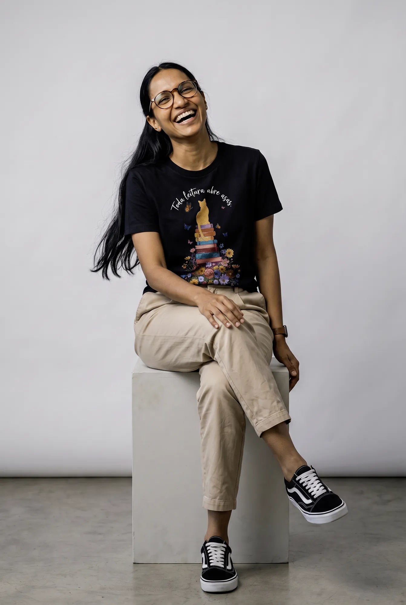 Camiseta Básica Toda Leitura Abre Asas Feminina Preto