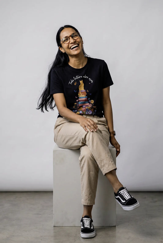 Camiseta Básica Toda Leitura Abre Asas Feminina Preto