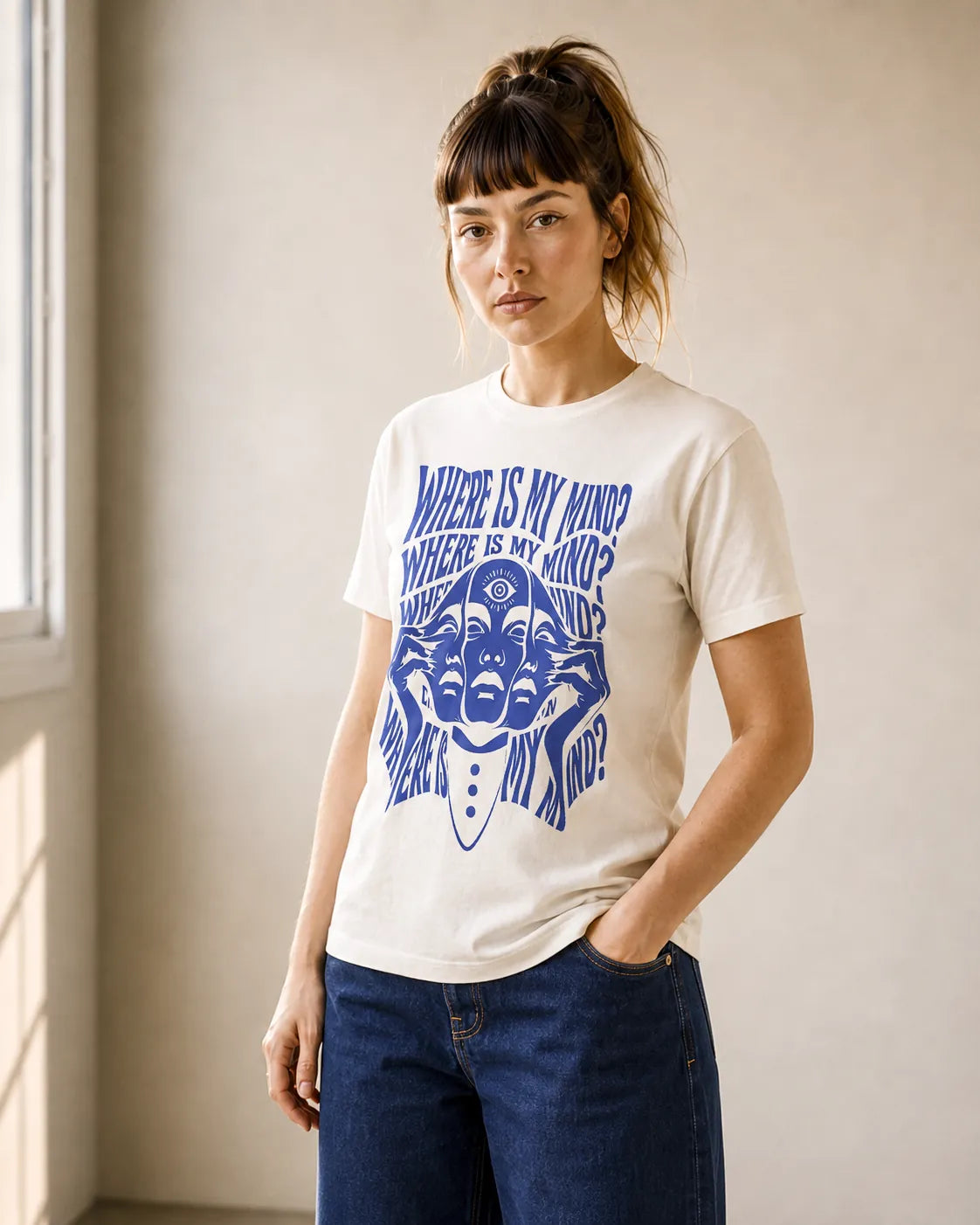 Camiseta Básica Where Is My Mind Feminina Off-White