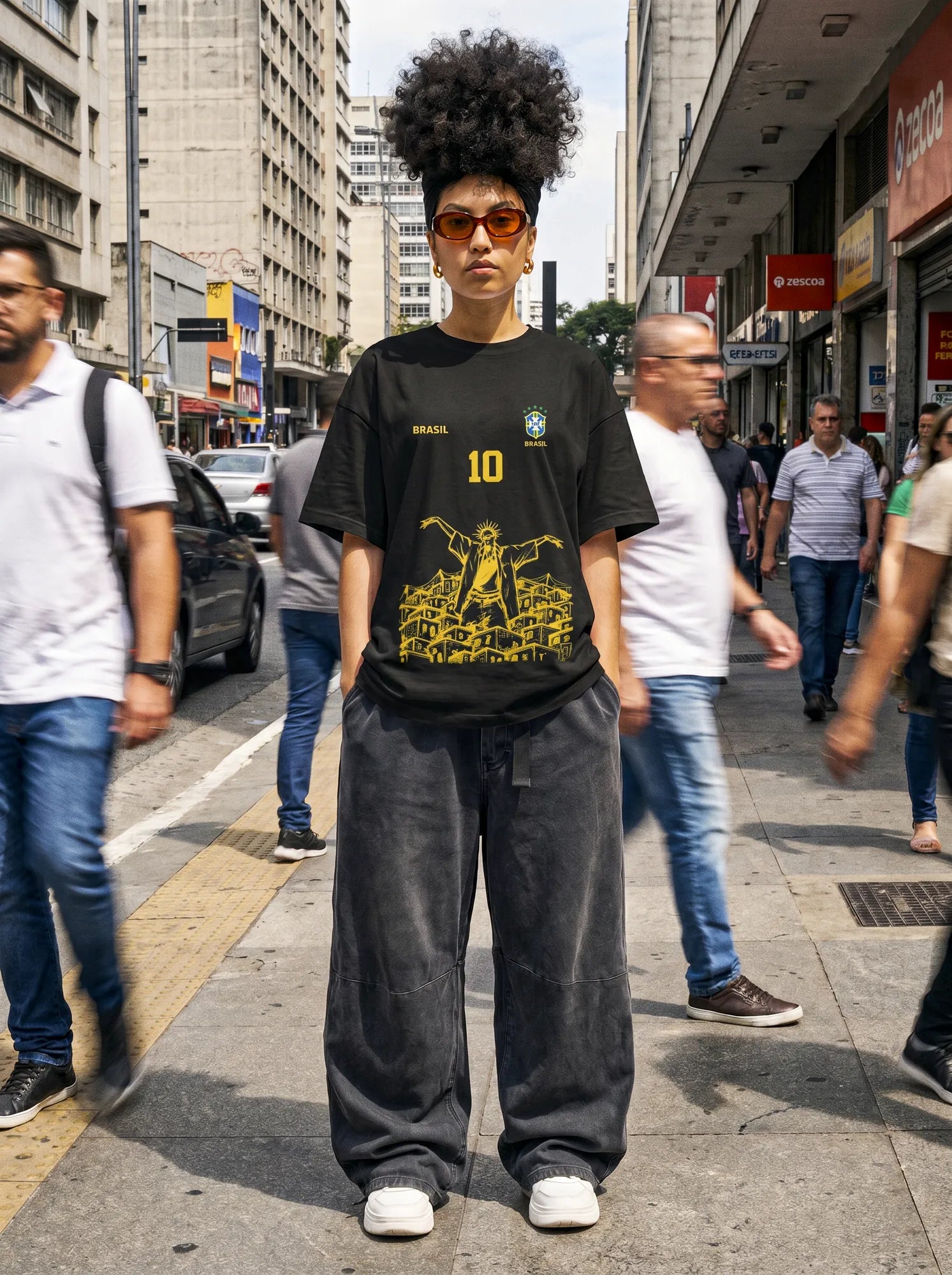 Camiseta Oversized 10 da Favela Sabotage Feminina Preto