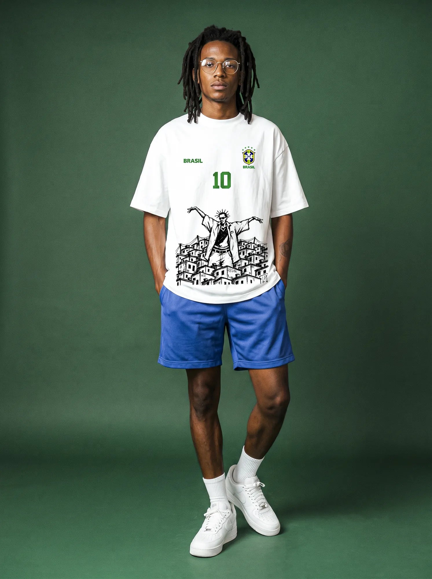 Camiseta Oversized 10 da Favela Sabotage Masculina Off-White